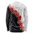 Hawaii Red Hibiscus Flowers Long Sleeve Shirt Polynesian Pattern With Half Black White Version