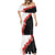 Hawaii Red Hibiscus Flowers Mermaid Dress Polynesian Pattern With Half Black White Version