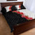 Hawaii Red Hibiscus Flowers Quilt Bed Set Polynesian Pattern With Half Black White Version