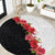 Hawaii Red Hibiscus Flowers Round Carpet Polynesian Pattern With Half Black White Version