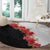 Hawaii Red Hibiscus Flowers Round Carpet Polynesian Pattern With Half Black White Version