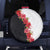 Hawaii Red Hibiscus Flowers Spare Tire Cover Polynesian Pattern With Half Black White Version