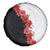 Hawaii Red Hibiscus Flowers Spare Tire Cover Polynesian Pattern With Half Black White Version