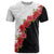 Hawaii Red Hibiscus Flowers T Shirt Polynesian Pattern With Half Black White Version