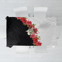 Hawaii Red Hibiscus Flowers Tablecloth Polynesian Pattern With Half Black White Version LT03 Black - Polynesian Pride