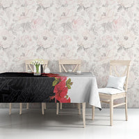 Hawaii Red Hibiscus Flowers Tablecloth Polynesian Pattern With Half Black White Version LT03 - Polynesian Pride