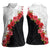 Hawaii Red Hibiscus Flowers Women Sleeveless Polo Shirt Polynesian Pattern With Half Black White Version