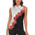 Hawaii Red Hibiscus Flowers Women Sleeveless Polo Shirt Polynesian Pattern With Half Black White Version