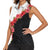 Hawaii Red Hibiscus Flowers Women Sleeveless Polo Shirt Polynesian Pattern With Half Black White Version