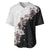 Hawaii Grayscale Hibiscus Flowers Baseball Jersey Polynesian Pattern With Half Black White Version