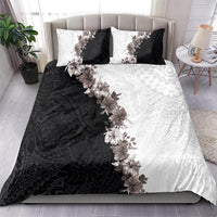 Hawaii Grayscale Hibiscus Flowers Bedding Set Polynesian Pattern With Half Black White Version LT03 - Polynesian Pride