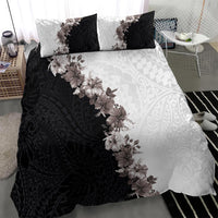 Hawaii Grayscale Hibiscus Flowers Bedding Set Polynesian Pattern With Half Black White Version LT03 - Polynesian Pride