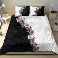 Hawaii Grayscale Hibiscus Flowers Bedding Set Polynesian Pattern With Half Black White Version LT03 - Polynesian Pride