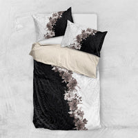 Hawaii Grayscale Hibiscus Flowers Bedding Set Polynesian Pattern With Half Black White Version LT03 US Twin 172cm x 218cm Black - Polynesian Pride