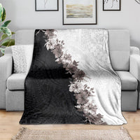 Hawaii Grayscale Hibiscus Flowers Blanket Polynesian Pattern With Half Black White Version LT03 - Polynesian Pride