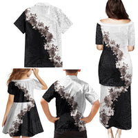 Hawaii Grayscale Hibiscus Flowers Family Matching Puletasi and Hawaiian Shirt Polynesian Pattern With Half Black White Version LT03 - Polynesian Pride