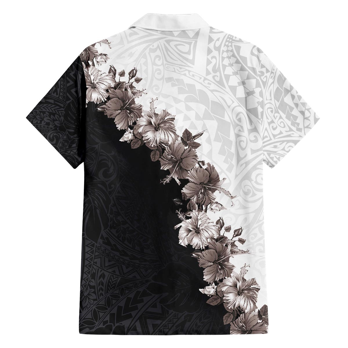 Hawaii Grayscale Hibiscus Flowers Family Matching Puletasi and Hawaiian Shirt Polynesian Pattern With Half Black White Version LT03 - Polynesian Pride