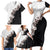 Hawaii Grayscale Hibiscus Flowers Family Matching Short Sleeve Bodycon Dress and Hawaiian Shirt Polynesian Pattern With Half Black White Version