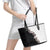 Hawaii Grayscale Hibiscus Flowers Leather Tote Bag Polynesian Pattern With Half Black White Version