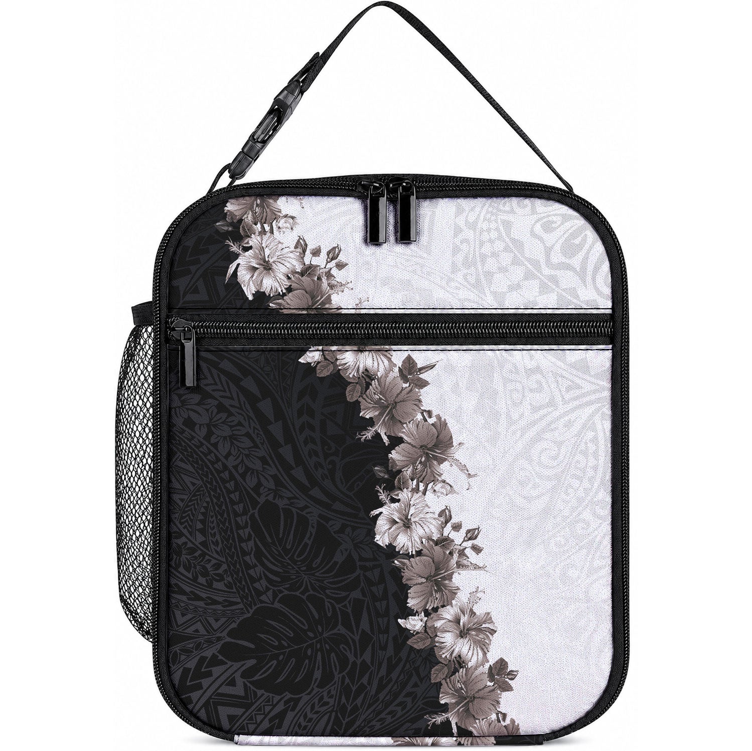 Hawaii Grayscale Hibiscus Flowers Lunch Bag