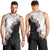 Hawaii Grayscale Hibiscus Flowers Men Tank Top Polynesian Pattern With Half Black White Version