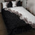 Hawaii Grayscale Hibiscus Flowers Quilt Bed Set Polynesian Pattern With Half Black White Version