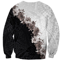 Hawaii Grayscale Hibiscus Flowers Sweatshirt Polynesian Pattern With Half Black White Version LT03 - Polynesian Pride