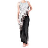 Hawaii Grayscale Hibiscus Flowers Tank Maxi Dress Polynesian Pattern With Half Black White Version LT03 Women Black - Polynesian Pride