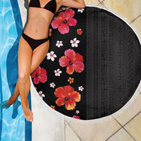 Hawaii Hibiscus and Plumeria Flowers Beach Blanket Tapa Tribal Pattern Half Style Colorful Mode LT03 - Polynesian Pride