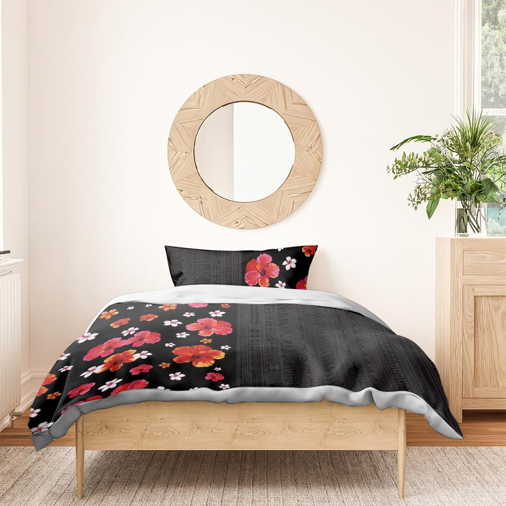 Hawaii Hibiscus and Plumeria Flowers Bedding Set Tapa Tribal Pattern Half Style Colorful Mode LT03 - Polynesian Pride