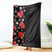 Hawaii Hibiscus and Plumeria Flowers Blanket Tapa Tribal Pattern Half Style Colorful Mode LT03 - Polynesian Pride