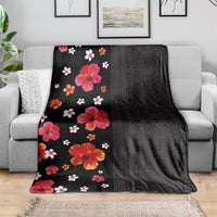 Hawaii Hibiscus and Plumeria Flowers Blanket Tapa Tribal Pattern Half Style Colorful Mode LT03 - Polynesian Pride