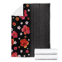 Hawaii Hibiscus and Plumeria Flowers Blanket Tapa Tribal Pattern Half Style Colorful Mode LT03 - Polynesian Pride
