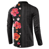 Hawaii Hibiscus and Plumeria Flowers Button Sweatshirt Tapa Tribal Pattern Half Style Colorful Mode LT03 - Polynesian Pride