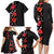 Hawaii Hibiscus and Plumeria Flowers Family Matching Long Sleeve Bodycon Dress and Hawaiian Shirt Tapa Tribal Pattern Half Style Colorful Mode