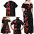 Hawaii Hibiscus and Plumeria Flowers Family Matching Off Shoulder Maxi Dress and Hawaiian Shirt Tapa Tribal Pattern Half Style Colorful Mode