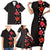Hawaii Hibiscus and Plumeria Flowers Family Matching Short Sleeve Bodycon Dress and Hawaiian Shirt Tapa Tribal Pattern Half Style Colorful Mode