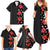 Hawaii Hibiscus and Plumeria Flowers Family Matching Summer Maxi Dress and Hawaiian Shirt Tapa Tribal Pattern Half Style Colorful Mode