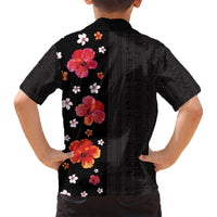 Hawaii Hibiscus and Plumeria Flowers Family Matching Tank Maxi Dress and Hawaiian Shirt Tapa Tribal Pattern Half Style Colorful Mode