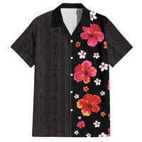 Hawaii Hibiscus and Plumeria Flowers Family Matching Tank Maxi Dress and Hawaiian Shirt Tapa Tribal Pattern Half Style Colorful Mode