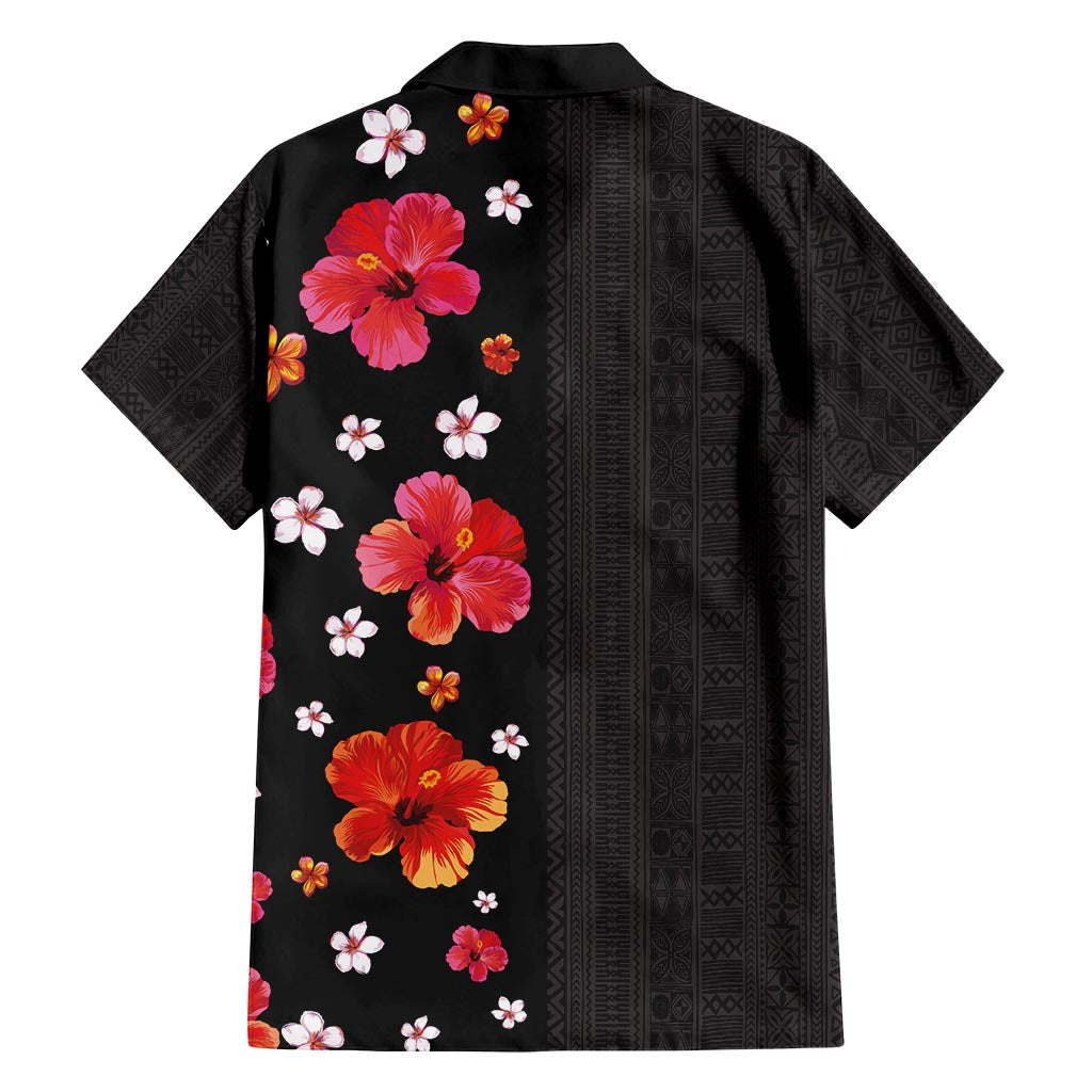 Hawaii Hibiscus and Plumeria Flowers Family Matching Tank Maxi Dress and Hawaiian Shirt Tapa Tribal Pattern Half Style Colorful Mode