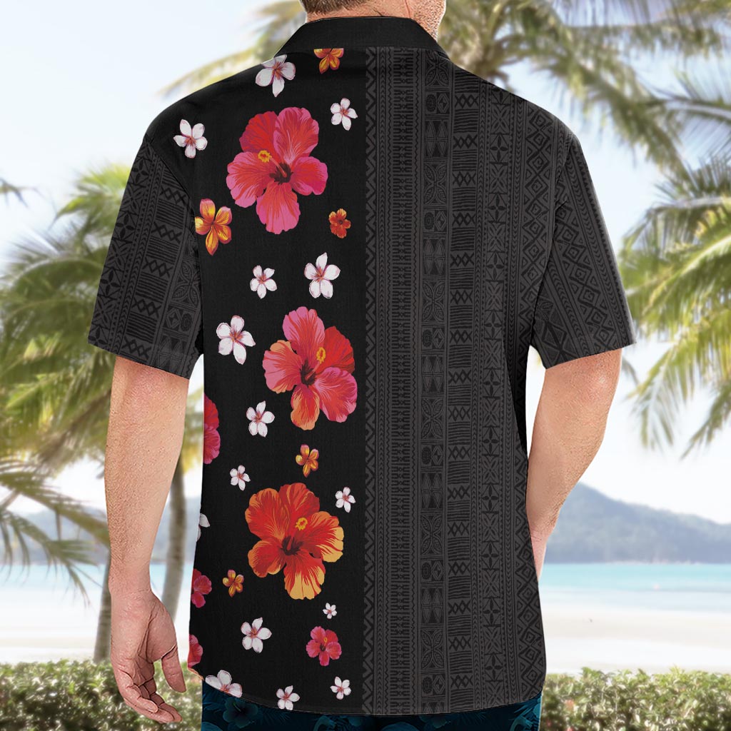 Hawaii Hibiscus and Plumeria Flowers Hawaiian Shirt Tapa Tribal Pattern Half Style Colorful Mode LT03 - Polynesian Pride