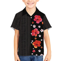 Hawaii Hibiscus and Plumeria Flowers Hawaiian Shirt Tapa Tribal Pattern Half Style Colorful Mode LT03 - Polynesian Pride
