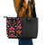 Hawaii Hibiscus and Plumeria Flowers Leather Tote Bag Tapa Tribal Pattern Half Style Colorful Mode
