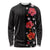 Hawaii Hibiscus and Plumeria Flowers Long Sleeve Shirt Tapa Tribal Pattern Half Style Colorful Mode