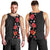 Hawaii Hibiscus and Plumeria Flowers Men Tank Top Tapa Tribal Pattern Half Style Colorful Mode