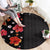 Hawaii Hibiscus and Plumeria Flowers Round Carpet Tapa Tribal Pattern Half Style Colorful Mode