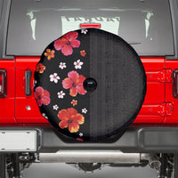 Hawaii Hibiscus and Plumeria Flowers Spare Tire Cover Tapa Tribal Pattern Half Style Colorful Mode LT03 - Polynesian Pride