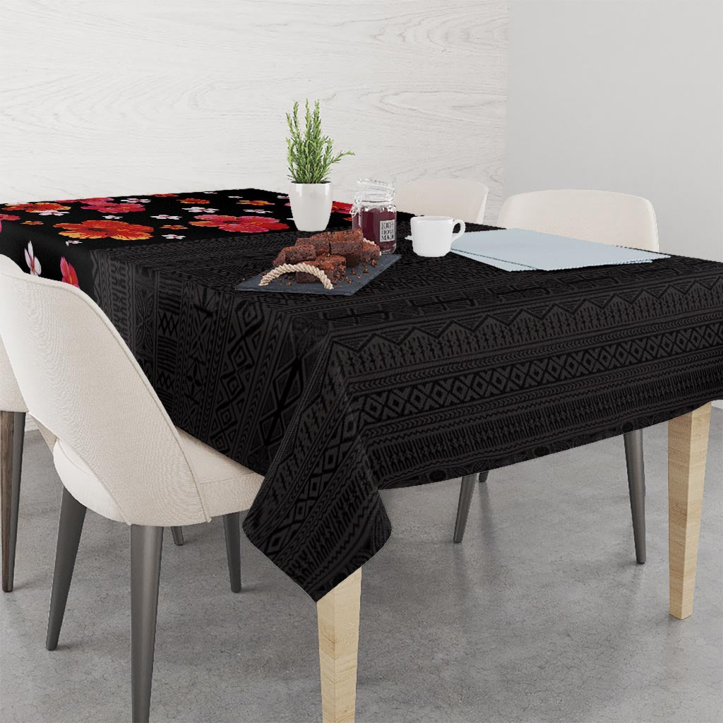 Hawaii Hibiscus and Plumeria Flowers Tablecloth Tapa Tribal Pattern Half Style Colorful Mode LT03 - Polynesian Pride