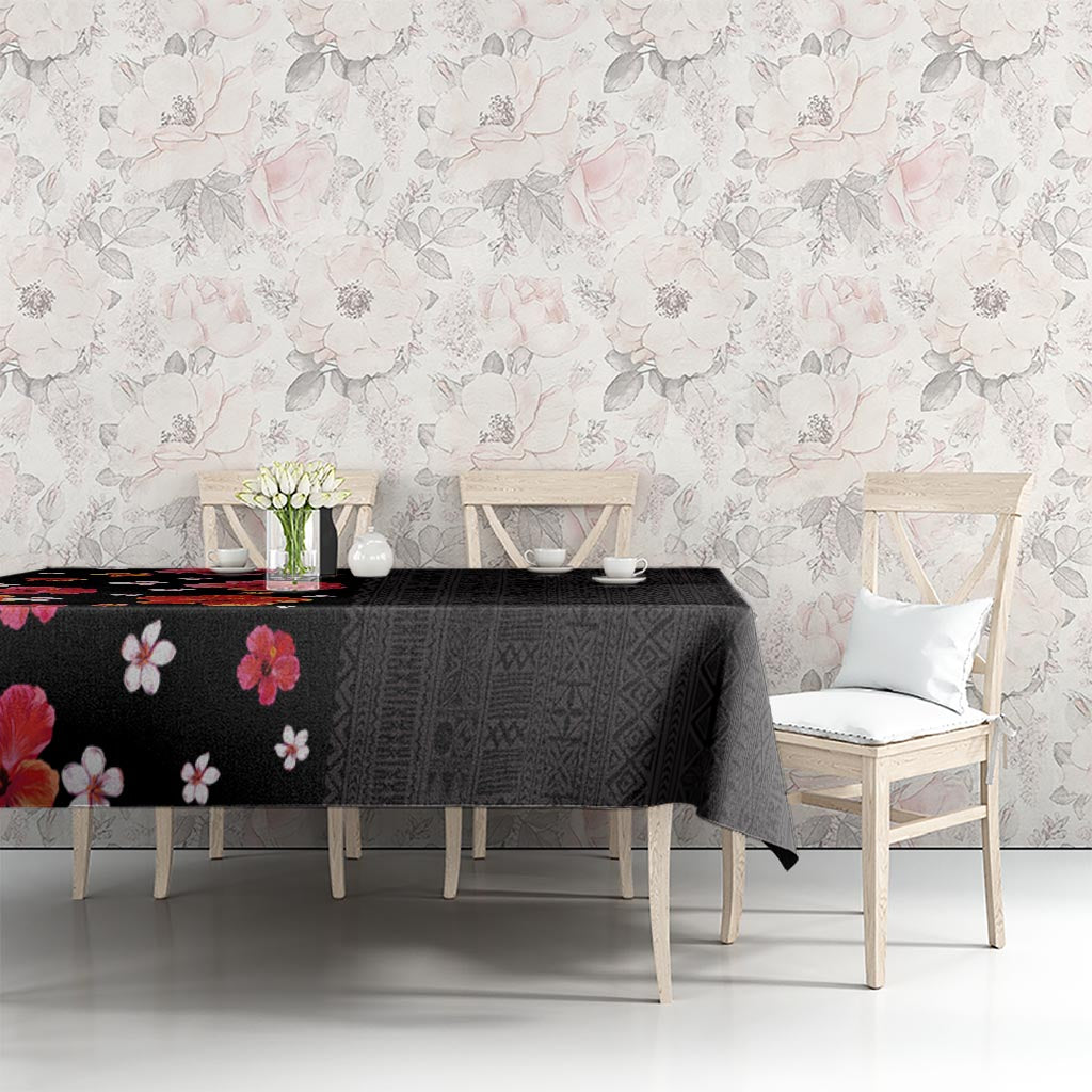 Hawaii Hibiscus and Plumeria Flowers Tablecloth Tapa Tribal Pattern Half Style Colorful Mode LT03 - Polynesian Pride